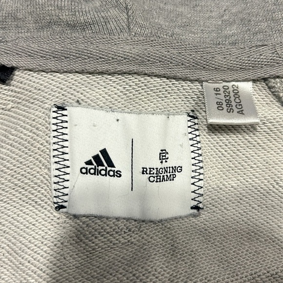 ADIDAS ATHLETICS X REIGNING CHAMP Women’s Grey Zip Front Hoodie Small - Picture 10 of 11